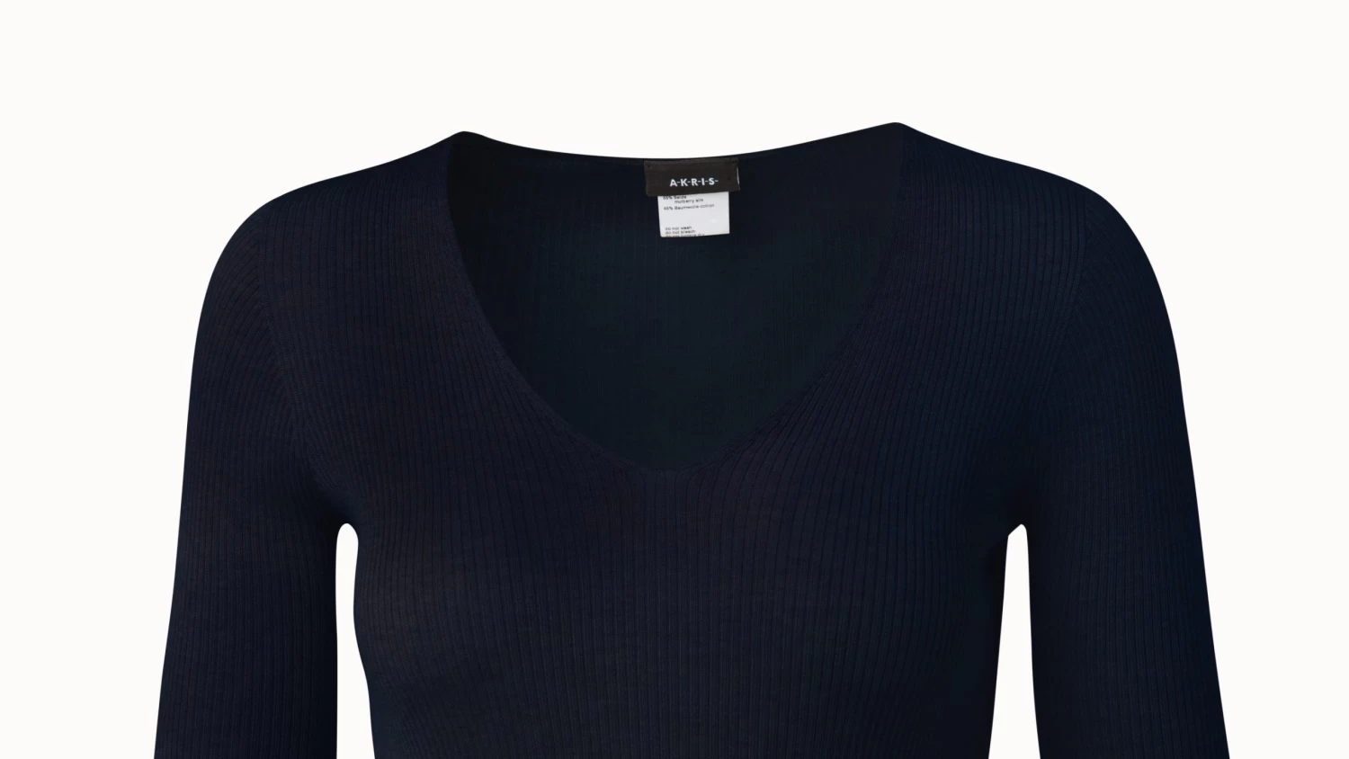 AKRIS Ribbed V-Neck Cotton Silk Sweater - Image 3