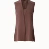 AKRIS Long Sleeveless Silk Crêpe V-Neck Tunic