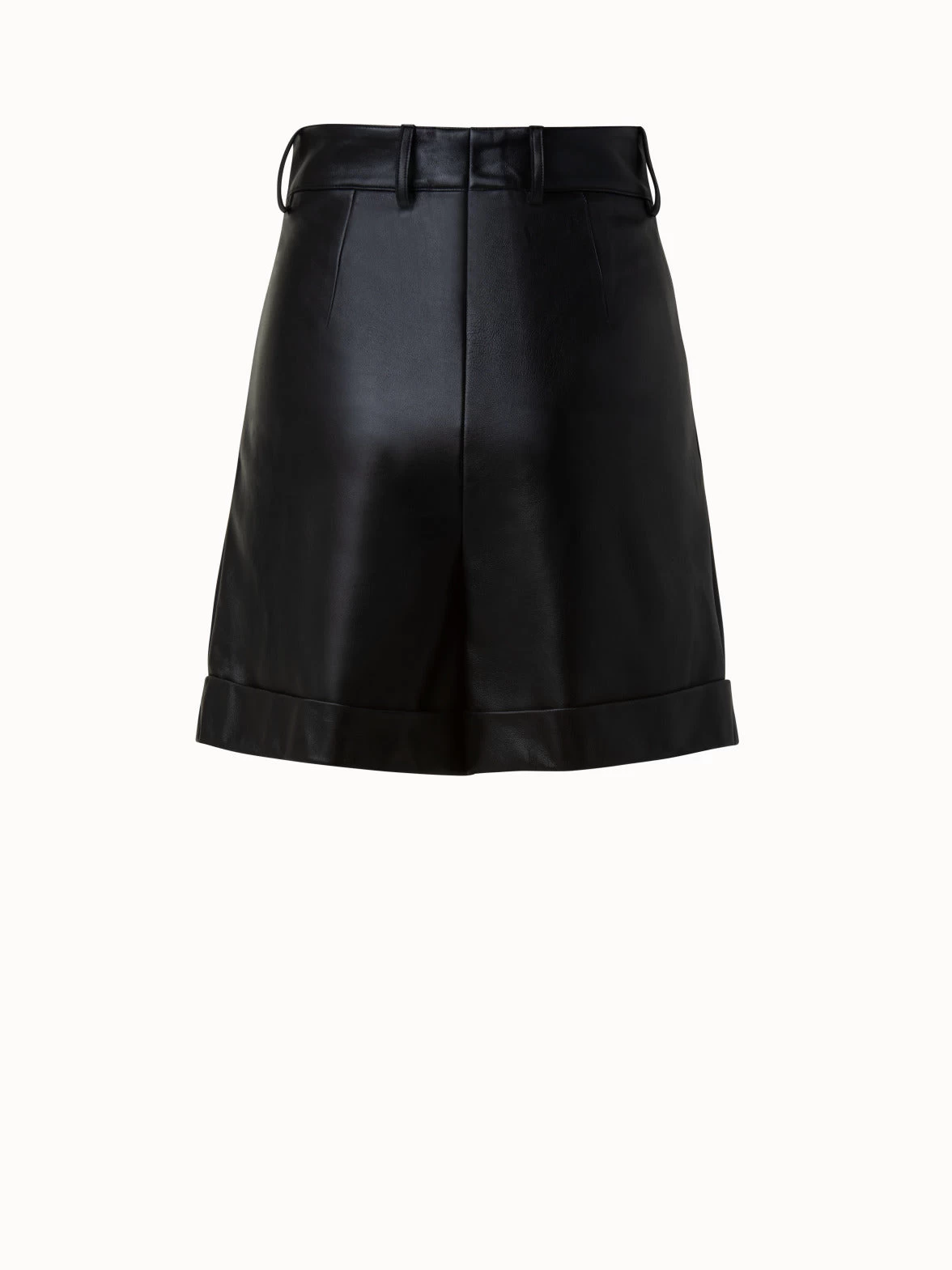AKRIS High Waisted Lamb Nappa Leather Shorts - Image 2