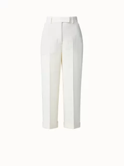 AKRIS Cropped Linen Wool Double Face Pants
