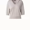 AKRIS Cropped Cotton Silk Lurex Knit Hoodie