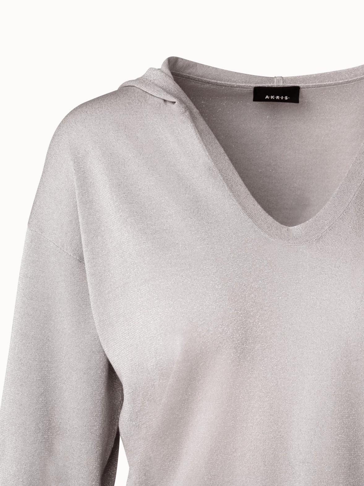 AKRIS Cropped Cotton Silk Lurex Knit Hoodie - Image 5
