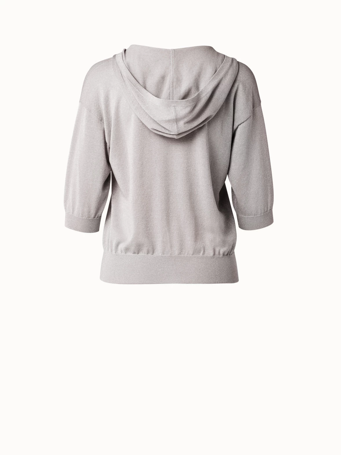 AKRIS Cropped Cotton Silk Lurex Knit Hoodie - Image 2