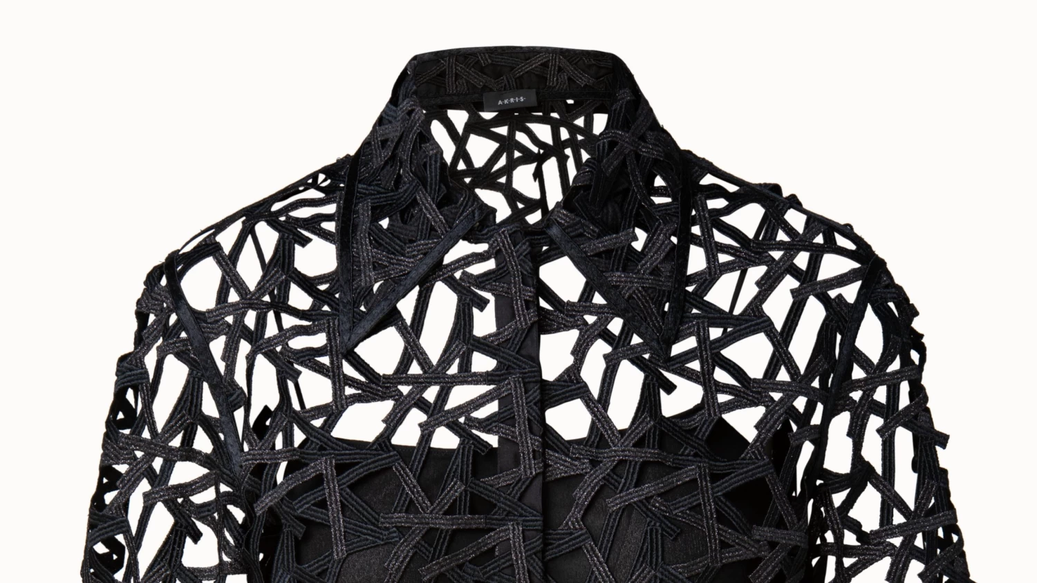 AKRIS Cropped Embroidered Semi-Sheer Blouse - Image 3