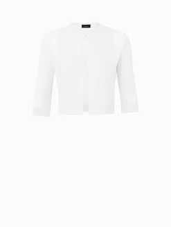 AKRIS Cotton Blend Knit Cropped Cardigan