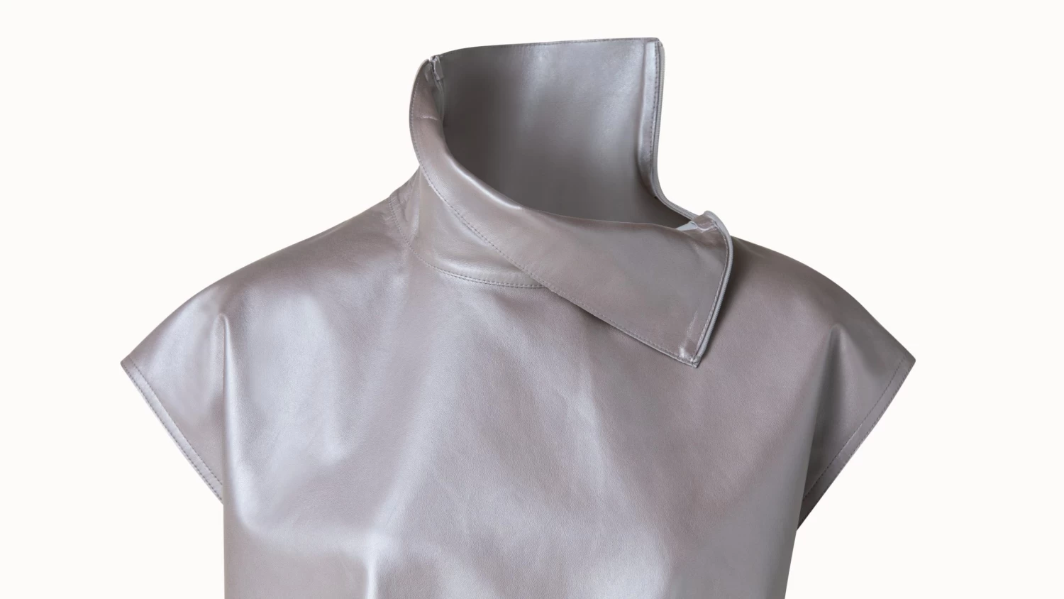 AKRIS Pearlized Leather Tunic Blouse - Image 4