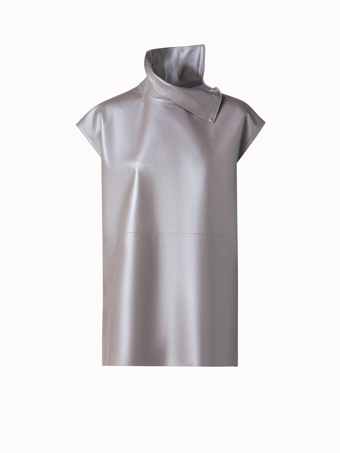 AKRIS Pearlized Leather Tunic Blouse