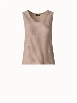AKRIS Silk Cotton Structured Lines Knit Tank