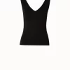 AKRIS Fitted Silk Stretch V-Neck Tank Top