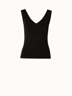 AKRIS Fitted Silk Stretch V-Neck Tank Top