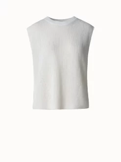 AKRIS Linen Polyamide Rib Cap Sleeve Knit