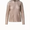 AKRIS Silk Cotton Structured Lines Knit Hoodie