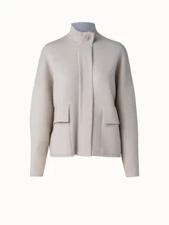AKRIS Cashmere Bi-color Knit Cardigan