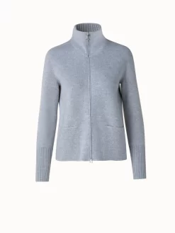 AKRIS Cashmere Pique Zip Cardigan