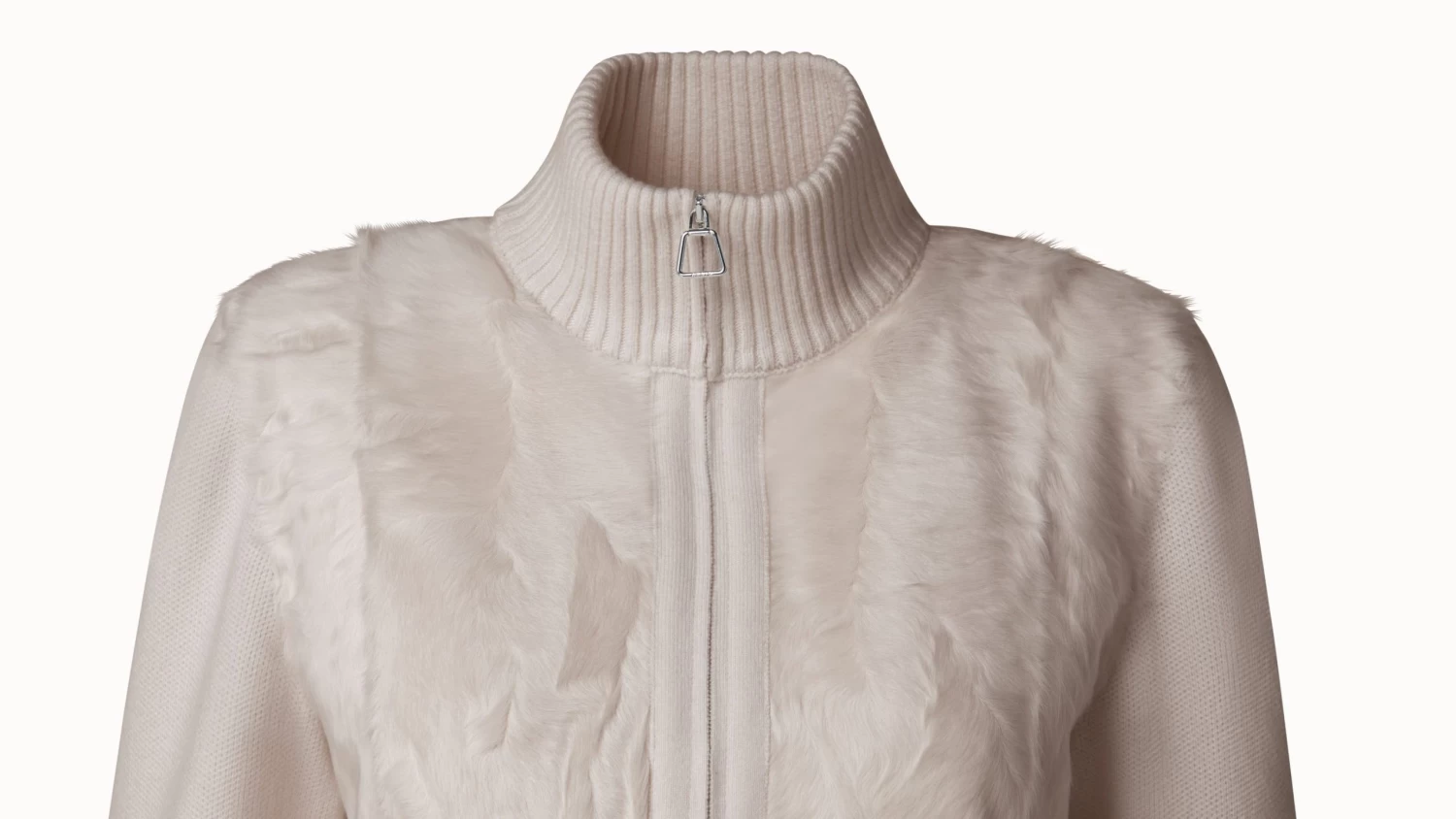 AKRIS Cashmere Knit Cardigan With Silk Lamb Front - Image 4