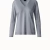AKRIS Cashmere Silk Fine Gauge V-neck Knit