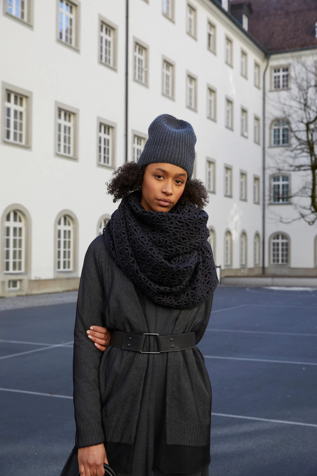 AKRIS Long Cashmere Cardigan With Tulle Overlayer - Image 2