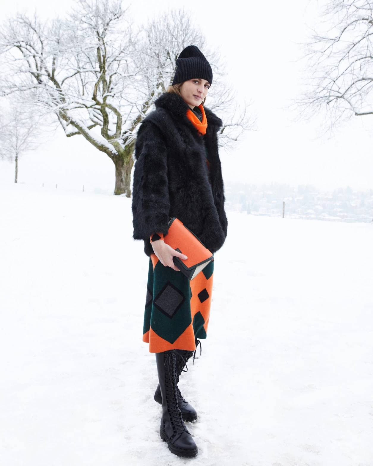 AKRIS Tiled Roof Intarsia Trapezoid Scarf - Image 3