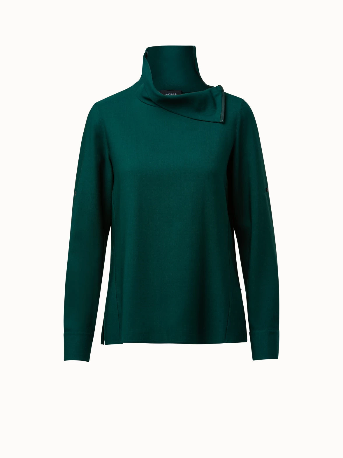 AKRIS Wool Serge High Neck Blouse