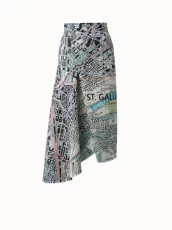 AKRIS Long Skirt Neoprene St.Gallen Map Print