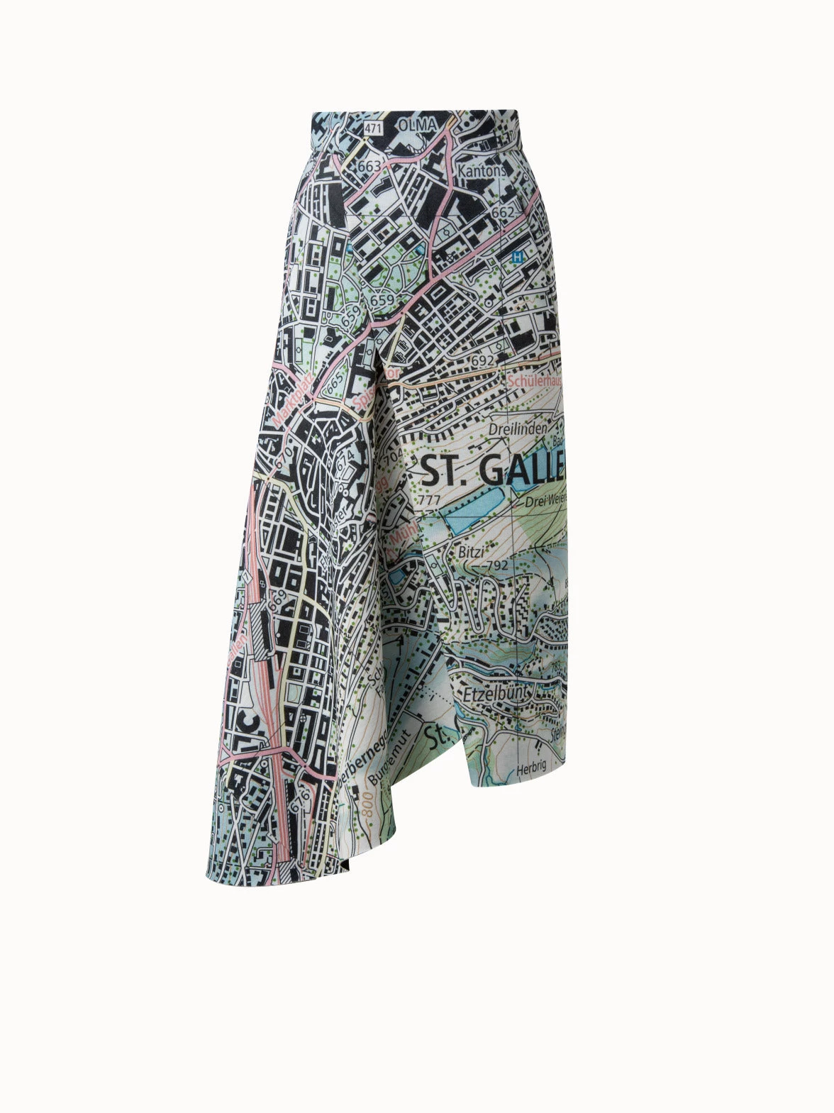 AKRIS Long Skirt Neoprene St.Gallen Map Print