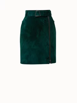 AKRIS Short Skirt Lamb Suede Wrap Style