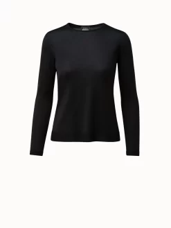 AKRIS Fine Gauge Cashmere Silk Pullover