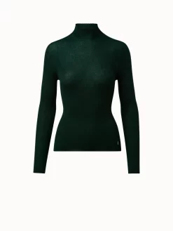AKRIS Cashmere Silk Fine Rib Mockneck