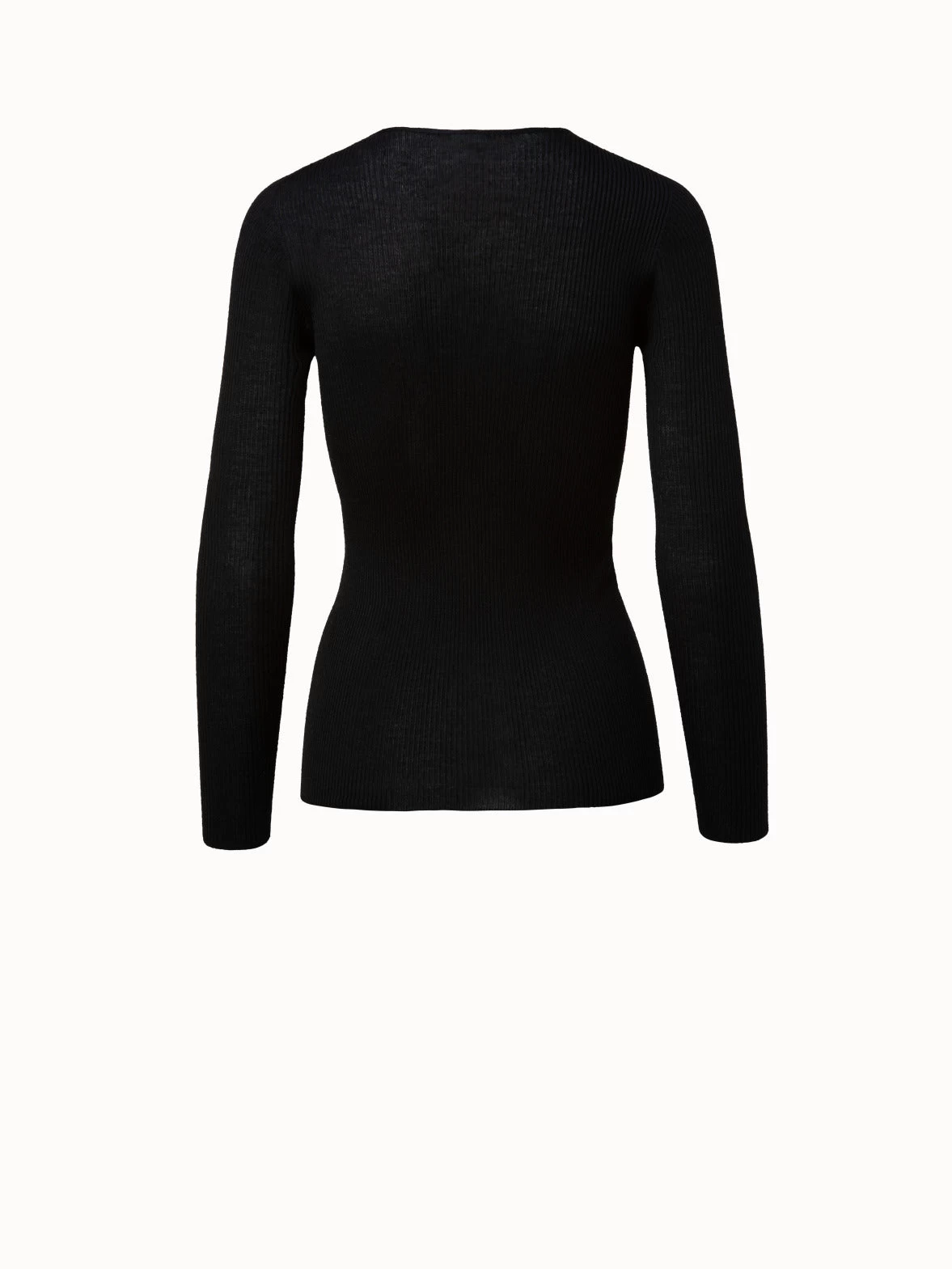 AKRIS Seamless Silk Cotton Rib V-neck Pullover - Image 2