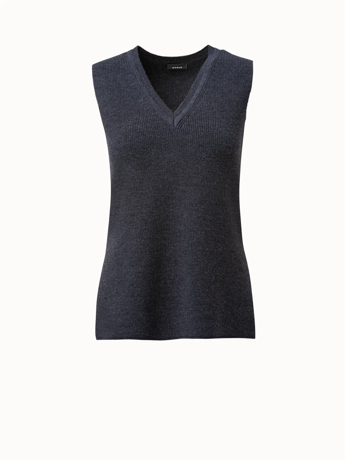 AKRIS Wool Stretch Rib V-neck Tunic