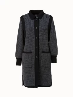 AKRIS Two Tone Trapezoid Stitch Long Cardigan