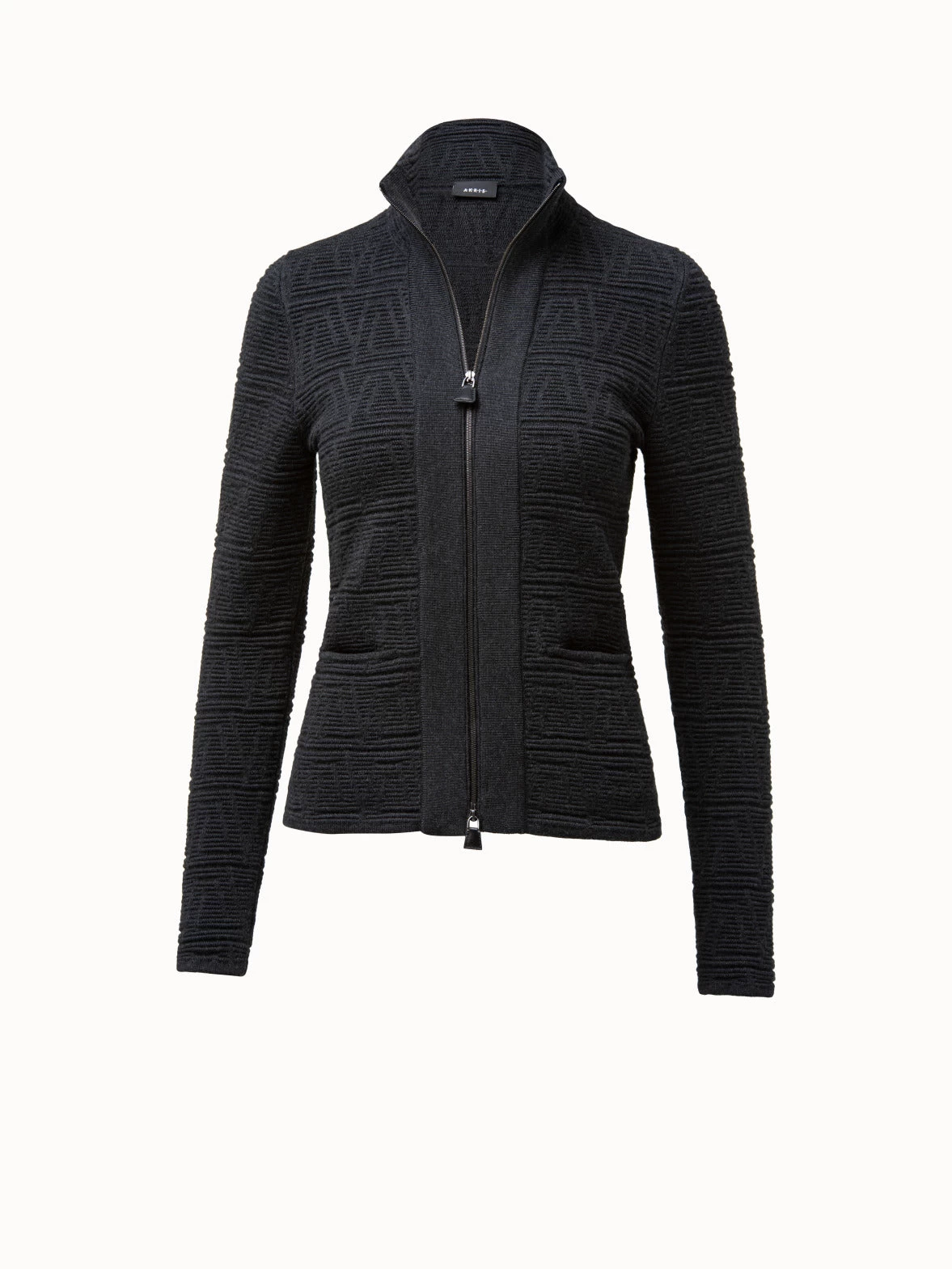 AKRIS Trapezoid Maze Jacquard Zip Cardigan