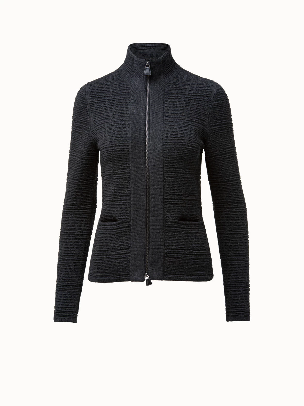AKRIS Trapezoid Maze Jacquard Zip Cardigan - Image 3