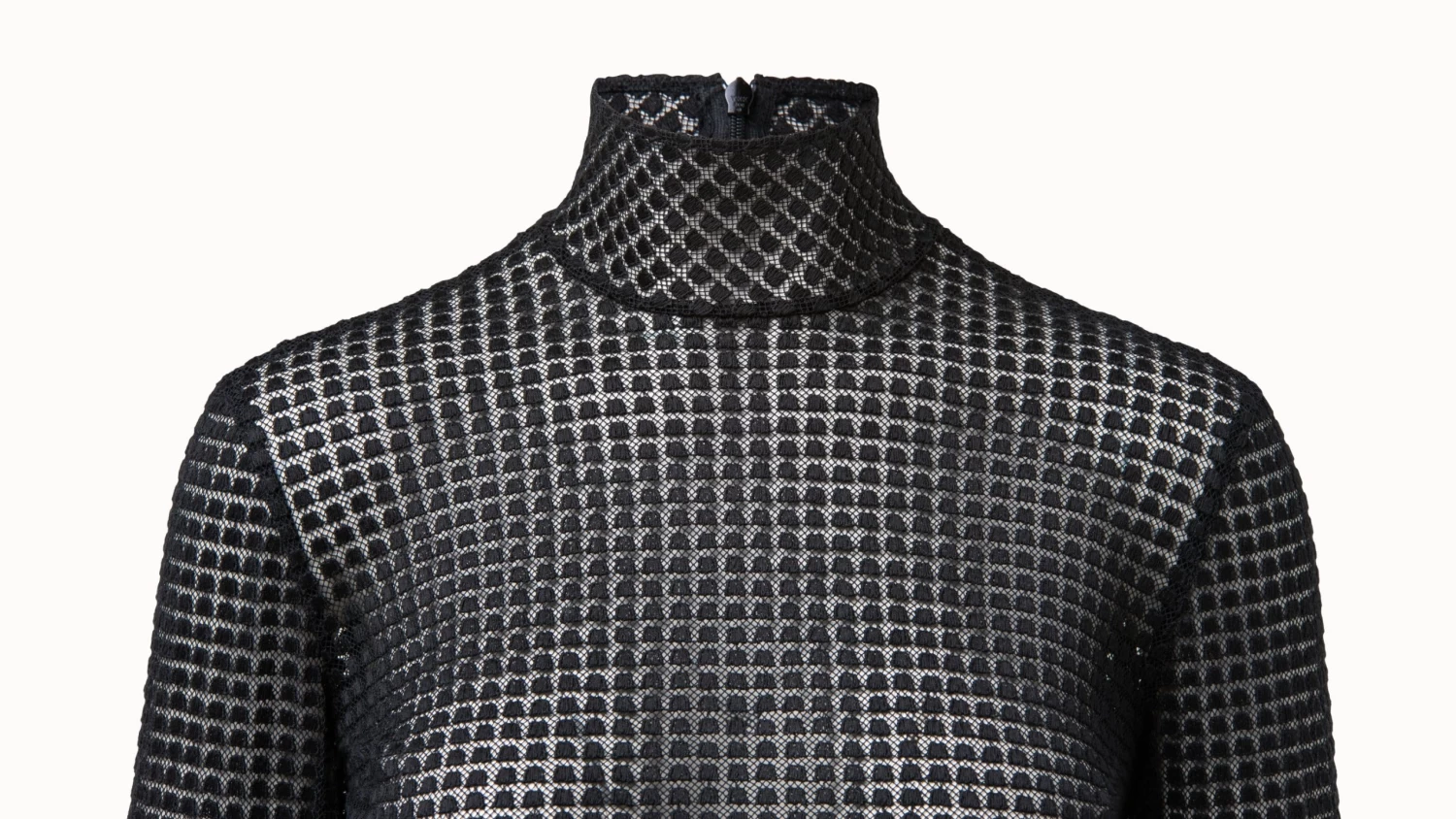AKRIS Trapezoid Grid Embroidery Mock Neck Top - Image 6