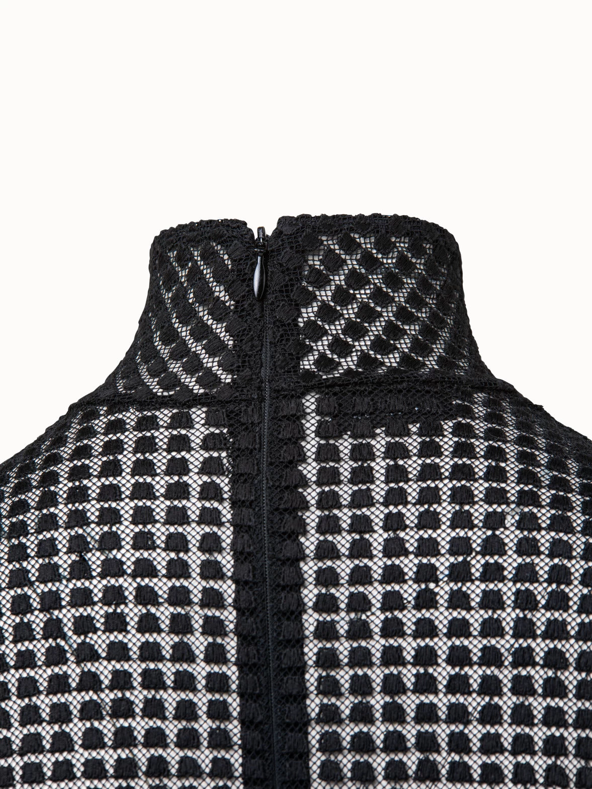 AKRIS Trapezoid Grid Embroidery Mock Neck Top - Image 7