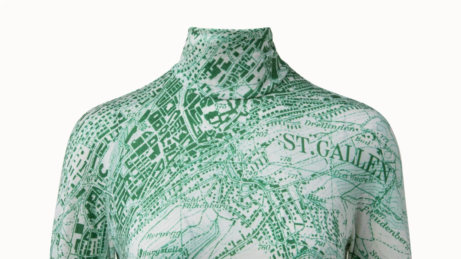 AKRIS Dress Wool Jersey St.Gallen Map Print - Image 4