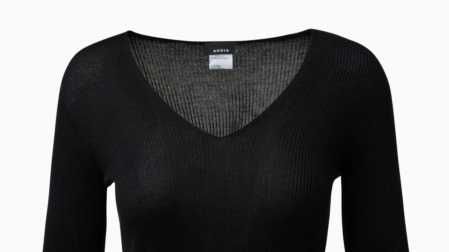 AKRIS Seamless Silk Cotton Rib V-neck Pullover - Image 3
