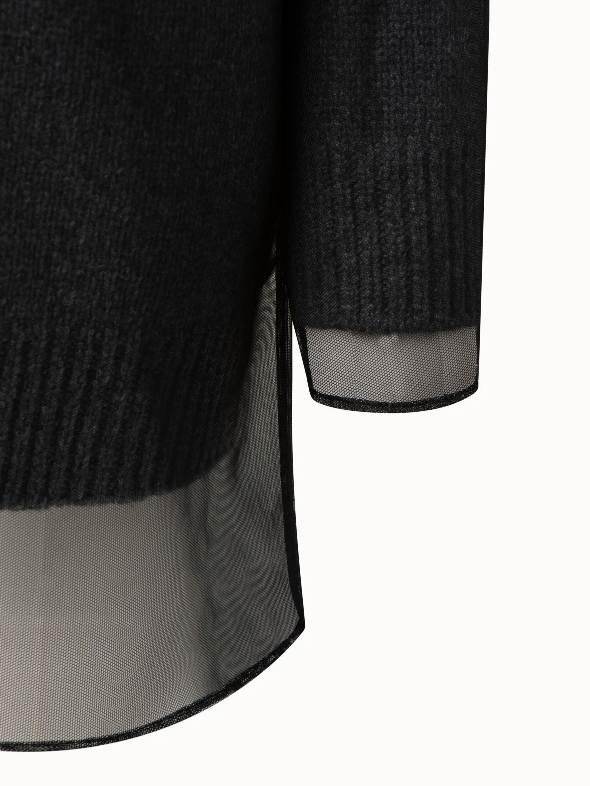 AKRIS Long Cashmere Cardigan With Tulle Overlayer - Image 6