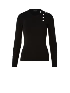 AKRIS Trapezoid Cutout Long Sleeve Knit Pullover