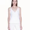 AKRIS Tank Top In Silk Crêpe With V-Neck