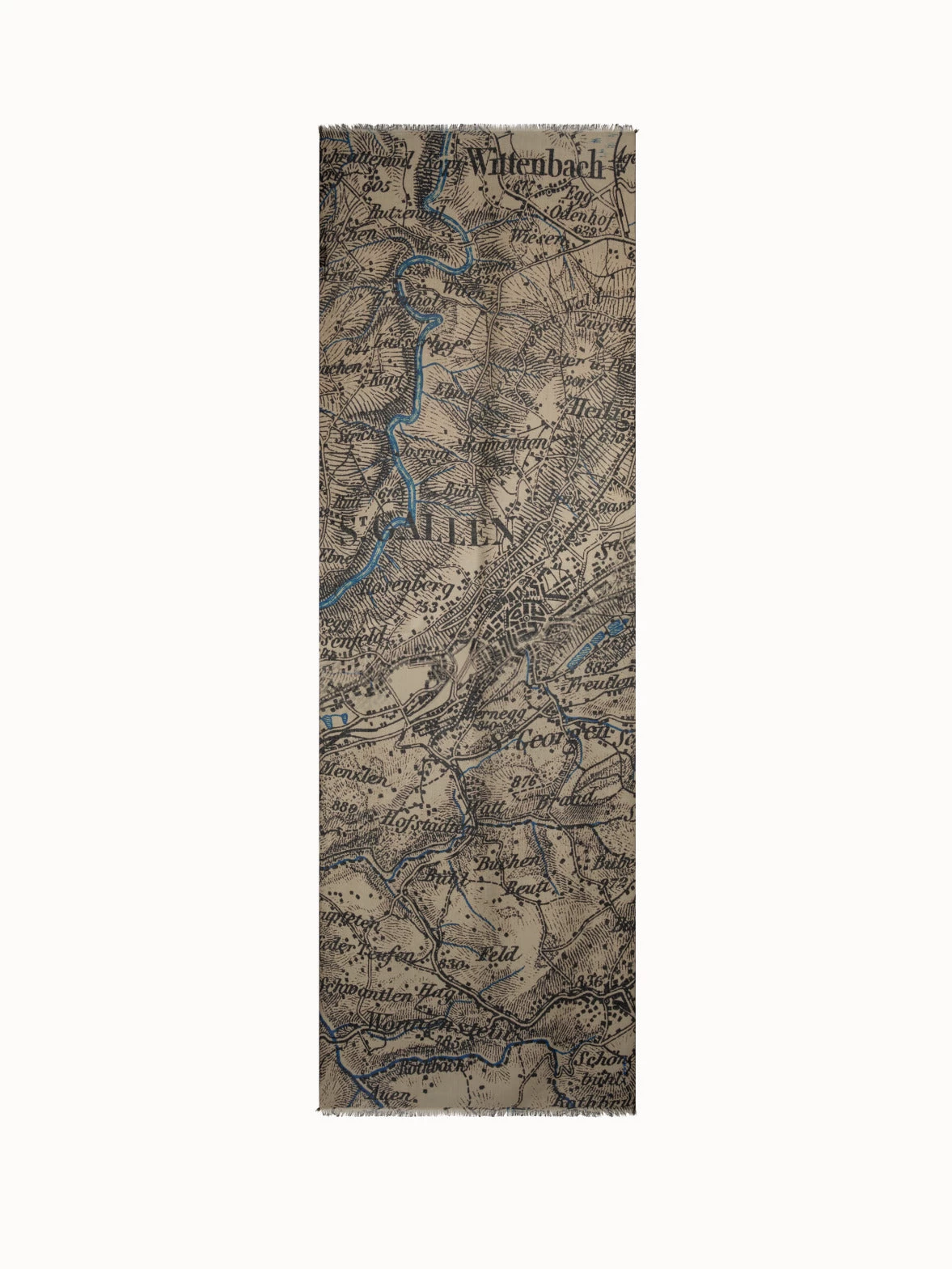 AKRIS Cashmere Silk Vintage Sg Map Print Scarf - Image 3