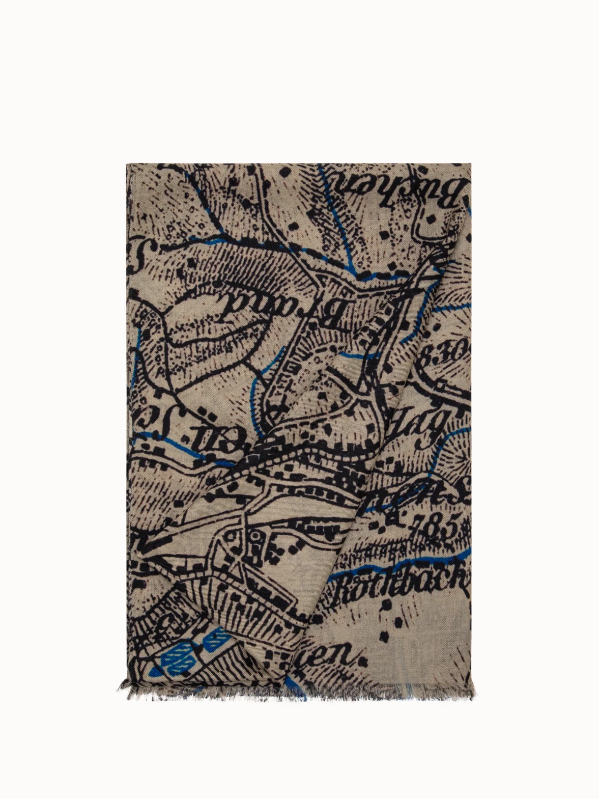 AKRIS Cashmere Silk Vintage Sg Map Print Scarf