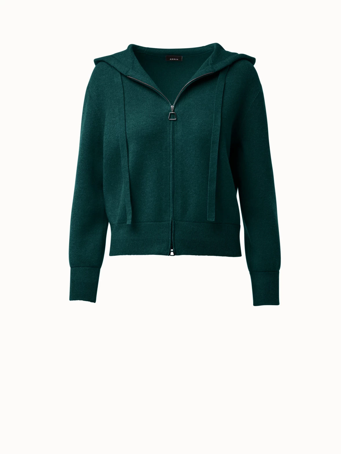 AKRIS Cropped Cashmere Piqué Hoodie Pullover - Image 2