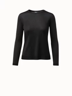 AKRIS Fine Gauge Cashmere Silk Pullover
