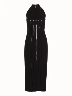 AKRIS Sheath Dress In Silk Crepe And Sequin Stripes