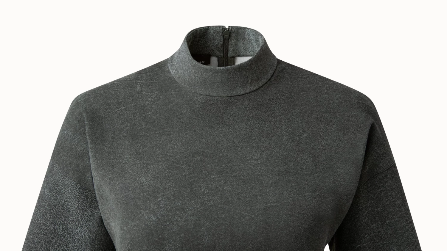 AKRIS Suede Stretch Mock Neck Blouse - Image 3