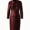AKRIS Sequins Stretch Long Sleeve Sheath Dress