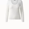 AKRIS Cashmere Silk Fitted Scoop Neck Pullover