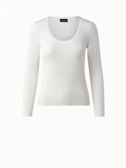 AKRIS Cashmere Silk Fitted Scoop Neck Pullover