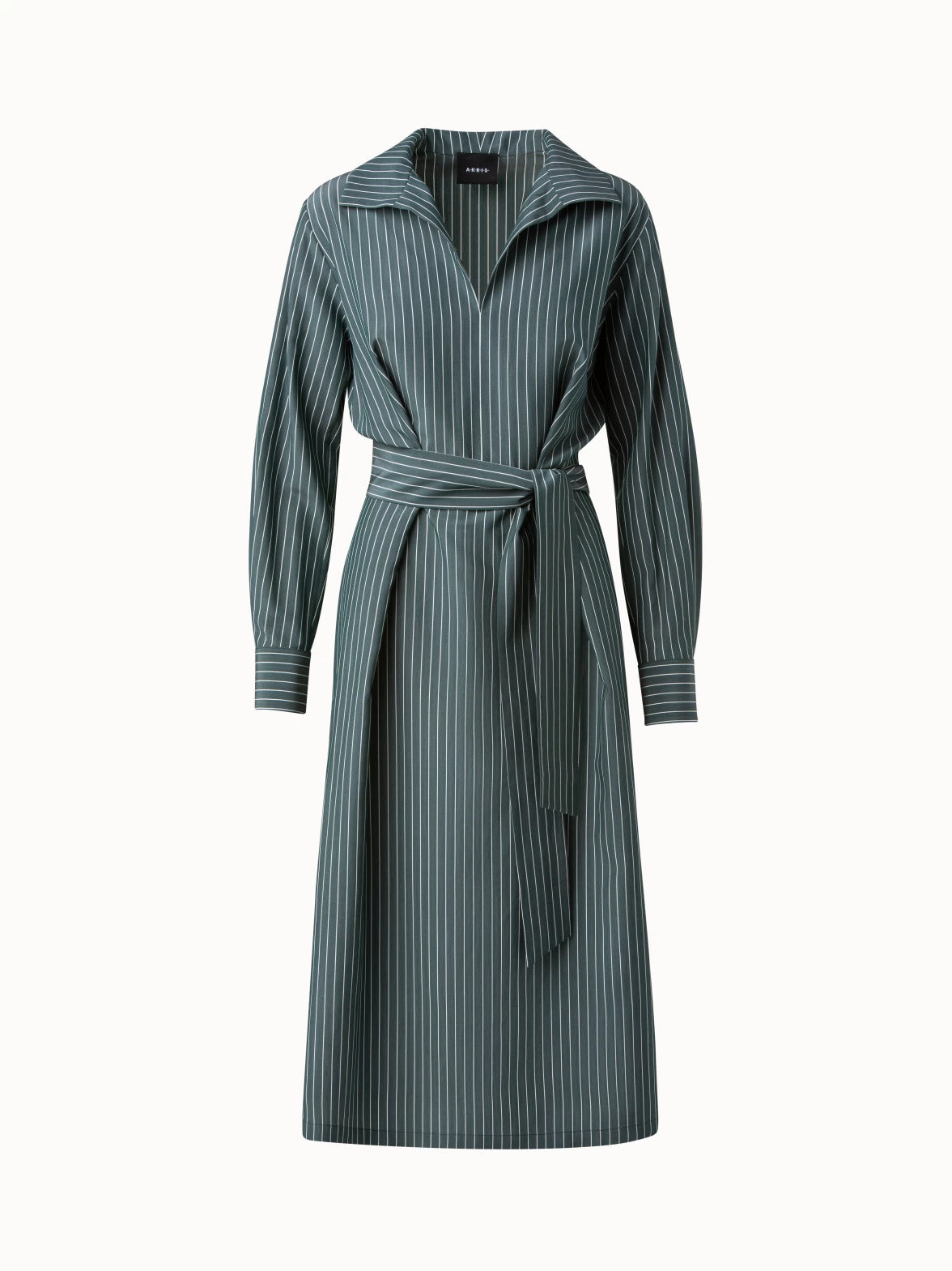 AKRIS Silk Crepe Stripes Shirt Dress - Image 4